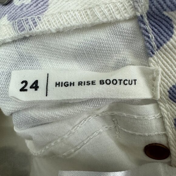 PacSun High Rise Bootcut Button Fly Women's size 24 White Purple Flowers Jeans - Picture 3 of 5